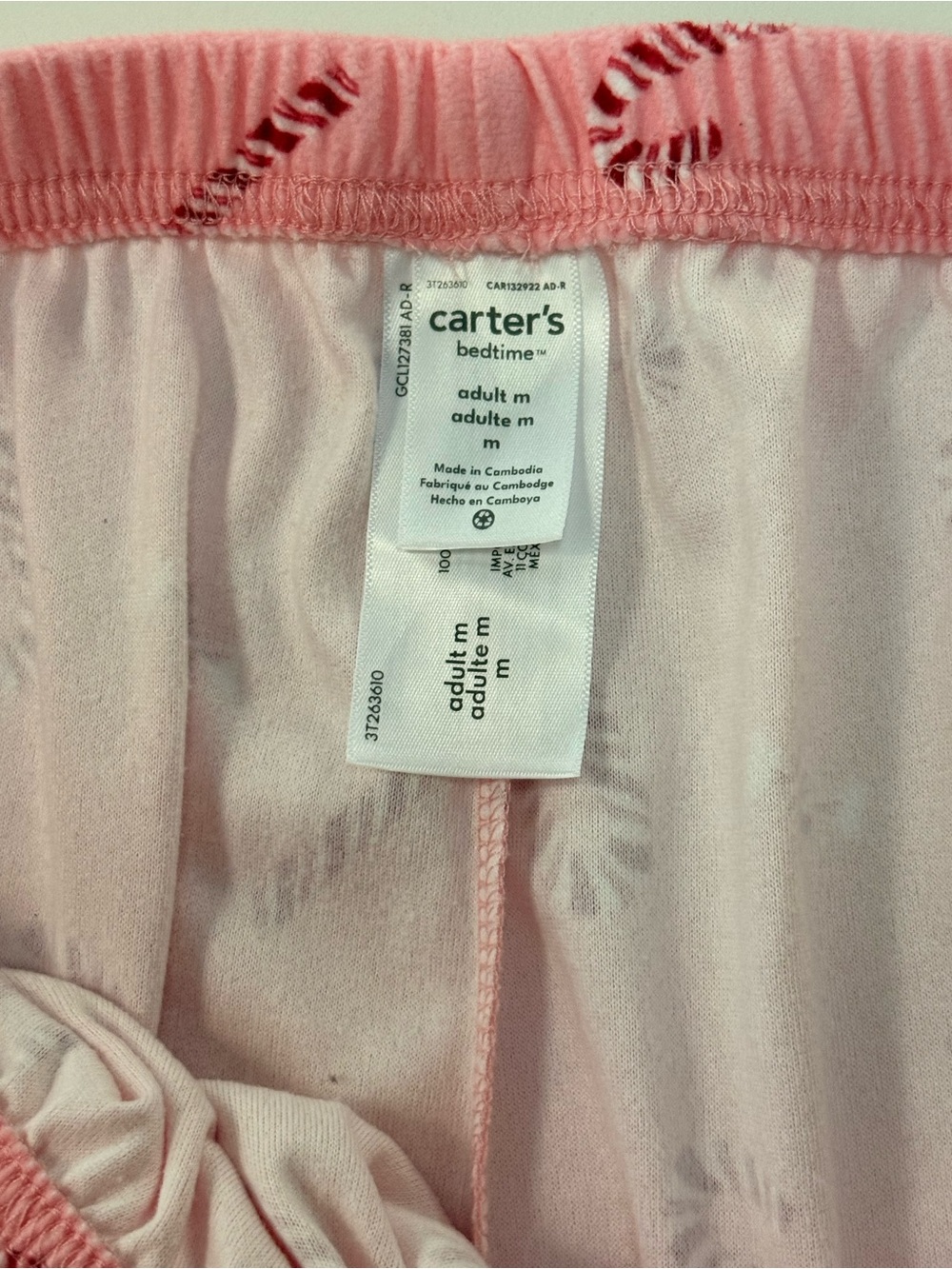 Carter’s Adult M Pink Candy Cane Peppermint Christmas Pajama Set Button Front - Picture 11 of 12